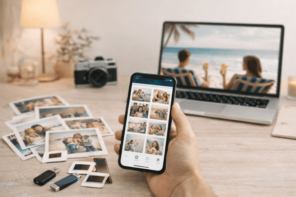 video van foto’s laten maken van digitale en gedigitaliseerde foto’s op verschillende apparaten