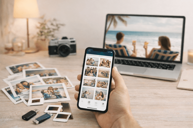 video van foto’s laten maken van digitale en gedigitaliseerde foto’s op verschillende apparaten