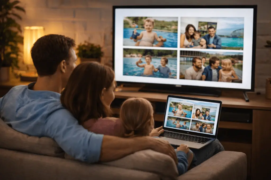 gedigitaliseerde foto’s bekijken op televisie na digitaliseren